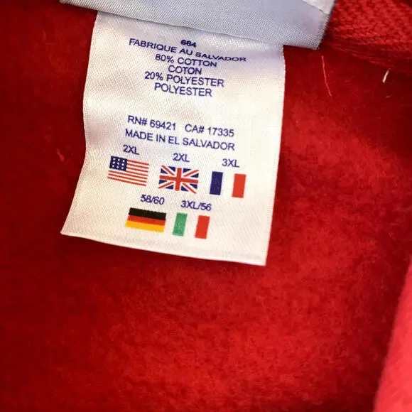 Vintage Reebok Sweatshirt Mens XXL red Hoodie Logo 00s Old Stock‎ Y2k pullover